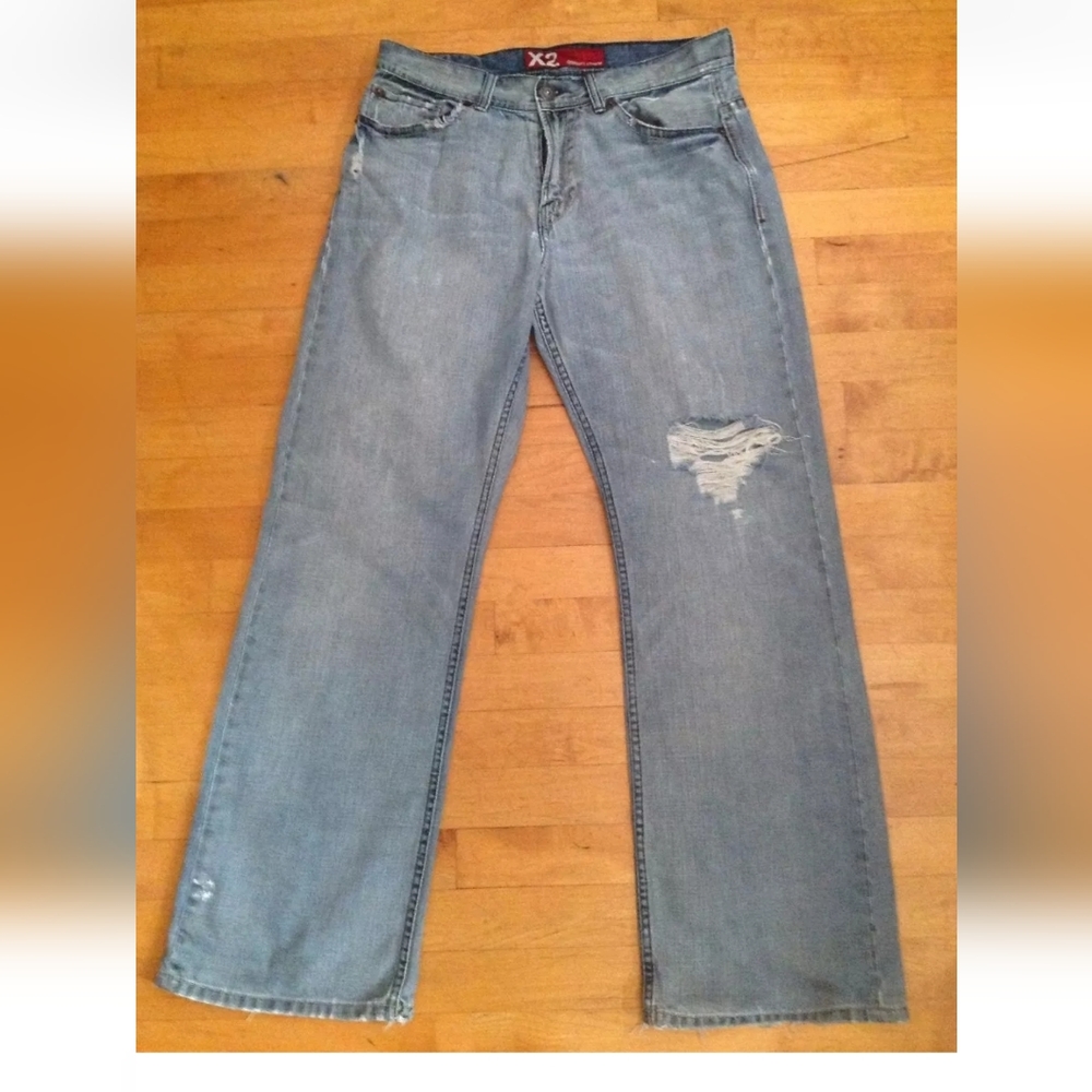X2 Quality Denim M42 Loose Blue 100% Cotton Men's Jeans Size W32 L32 Boot Cut